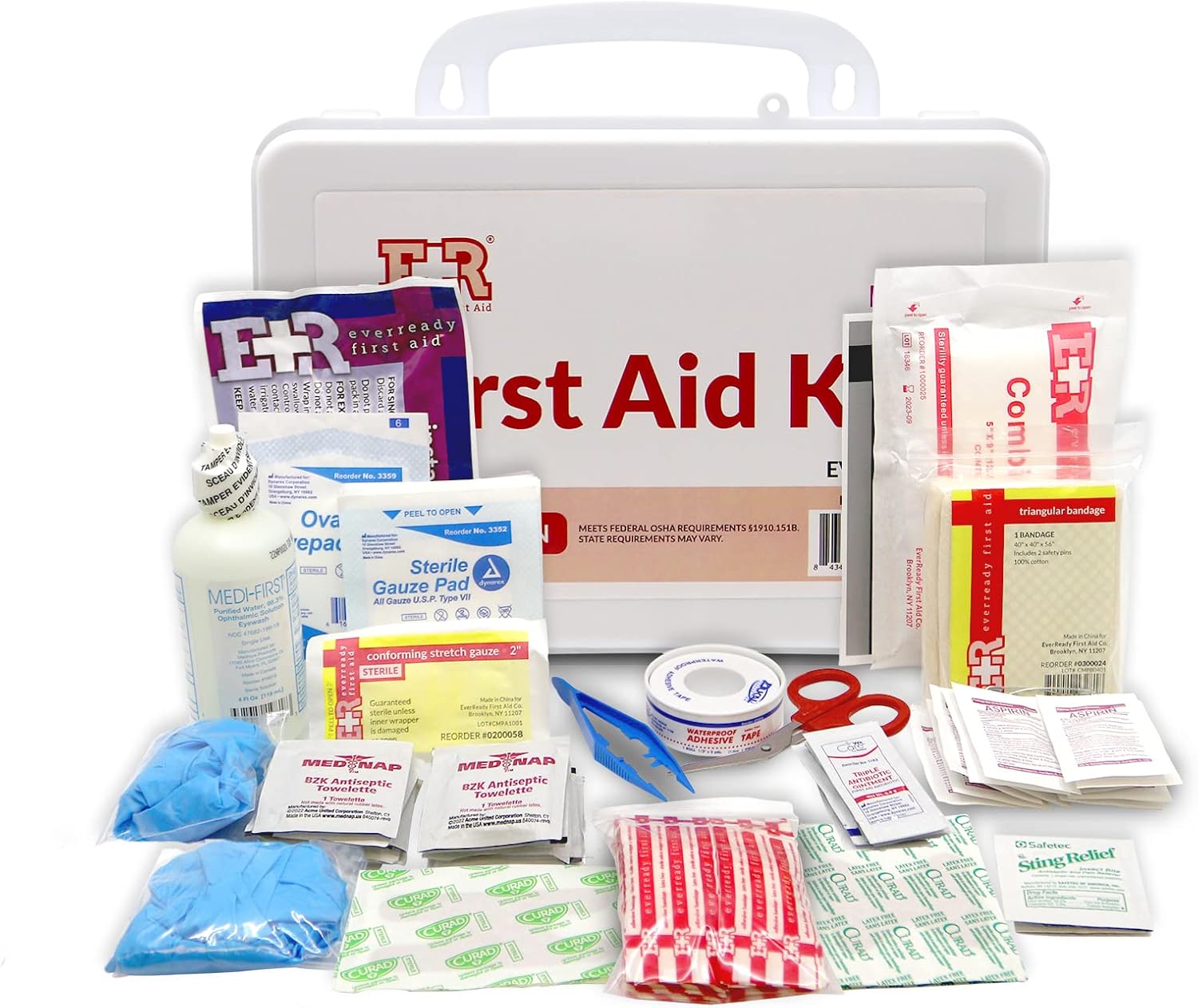 107 Piece, 25 Person First Aid Kit with Plastic Case, OSHA Compliant - We The Collective