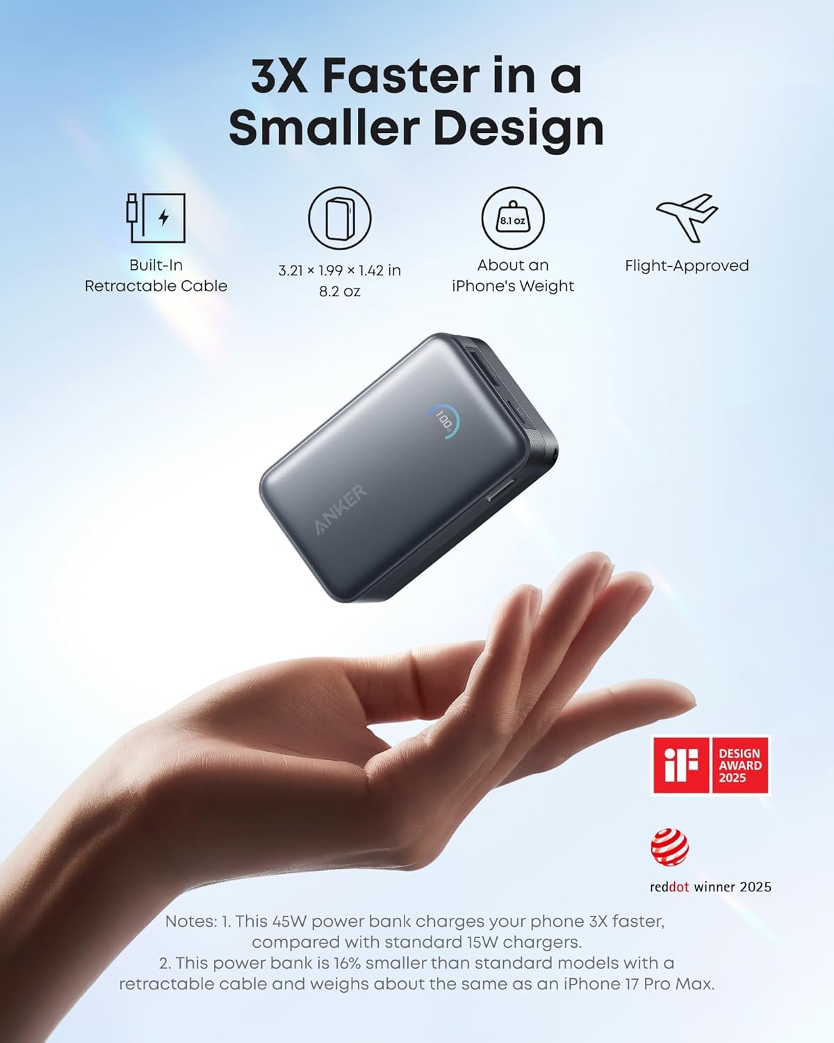 Anker Nano Power Bank (10K, 45W, Built-In Retractable USB-C Cable)