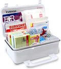 MediTac 10 Person First Aid Kit Type III, ANSI A, OSHA compliant with medical supplies in a compact red case