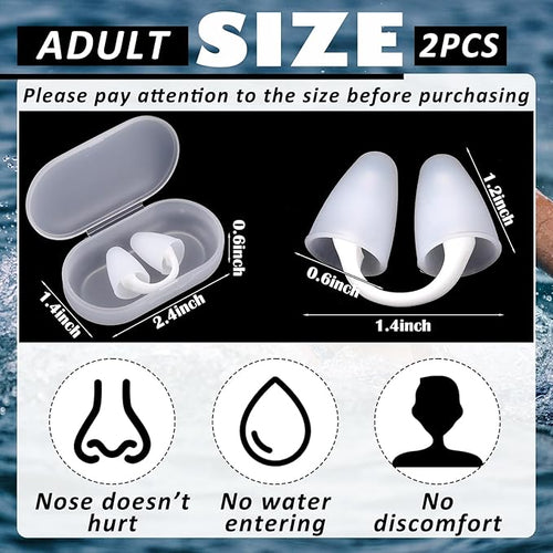 2 Pack Nose Plugs for Swimming for Adults and Kids (Age 7-12), Waterproof Soft Silicone Swimming Protectors Nose Block Nostril Plugs for Swimmers Surfers Water Sports - OVERLANDERS Outfitter
