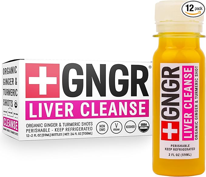 '+GNGR Liver Cleanse Shot, Cold-Pressed Ginger Shot with Milk Thistle, Dandelion Root, Turmeric Root, Immunity Shot for all natural Liver Support, Detox, Immunity, Digestion, Cleanse (2 Oz, Pack of 12) - OVERLANDERS Outfitter