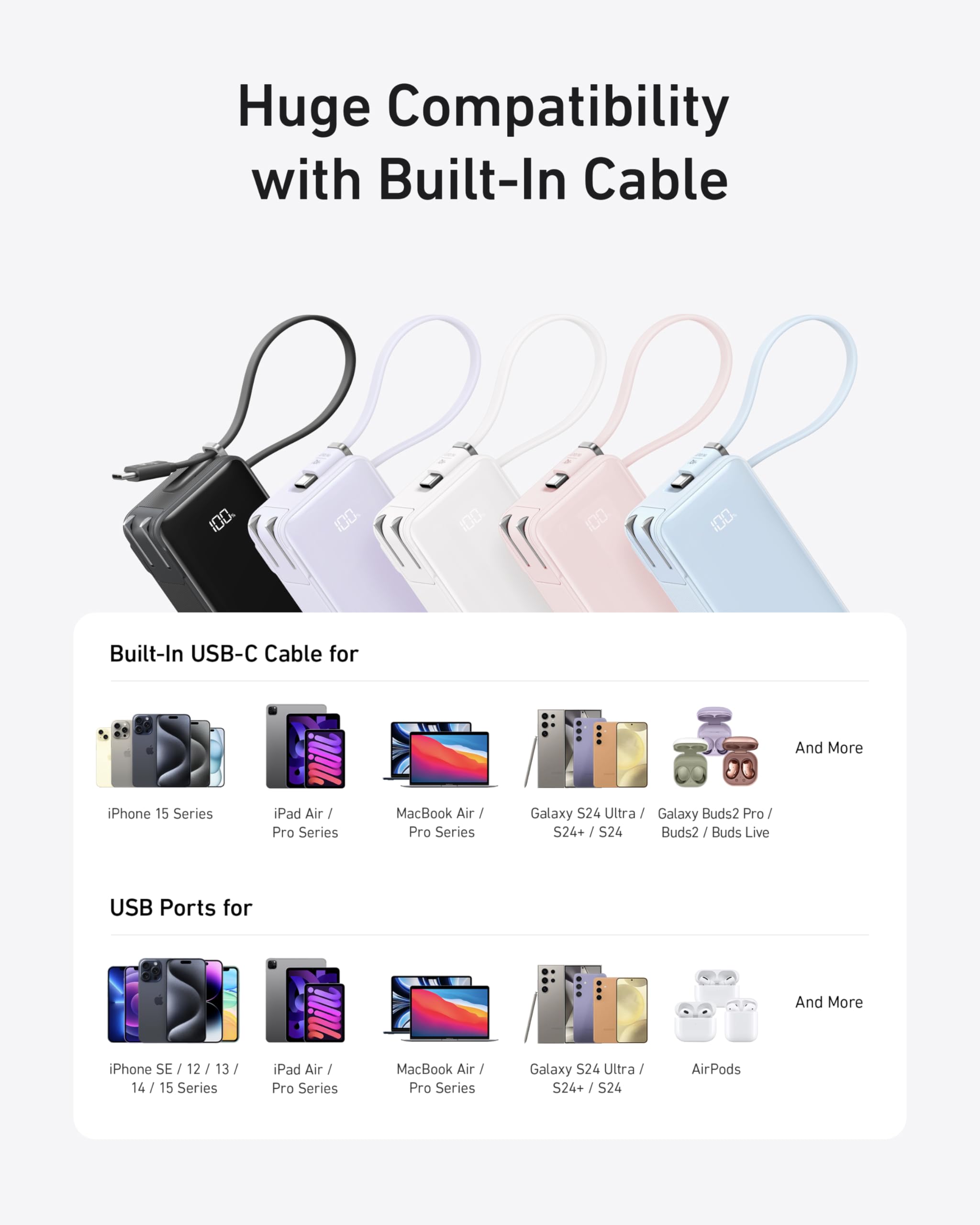 Anker Power Bank (10K, Fusion, Built-In Cable) - We The Collective