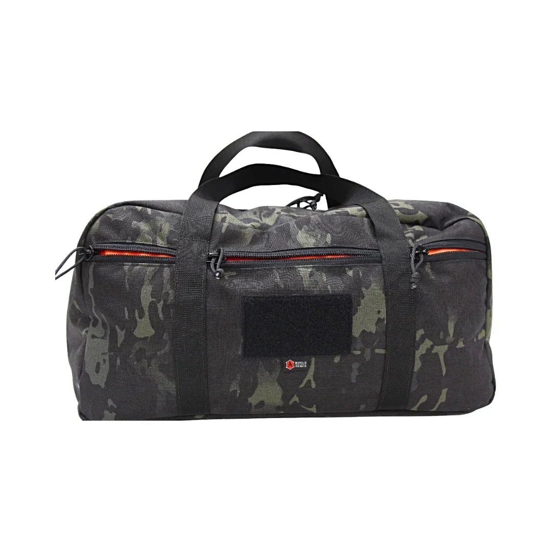 Recycled Firefighter 72-Hour 500D Cordura duffle bag backpack in black with sturdy handles and durable fabric for heavy-duty use.