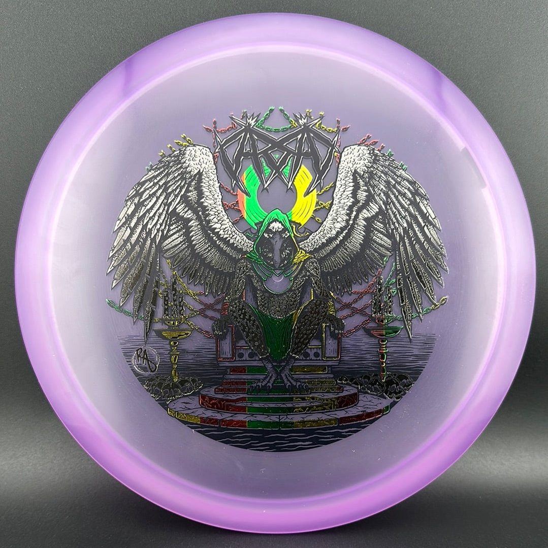 CryZtal Buzzz disc golf disc by Rare Air Discs featuring Karudi the Overseer artwork from Cult of RAD series.