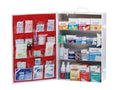Alpenglow Readiness Supply 4-shelf ANSI cabinet filled with first aid supplies, organized and labeled for easy access.