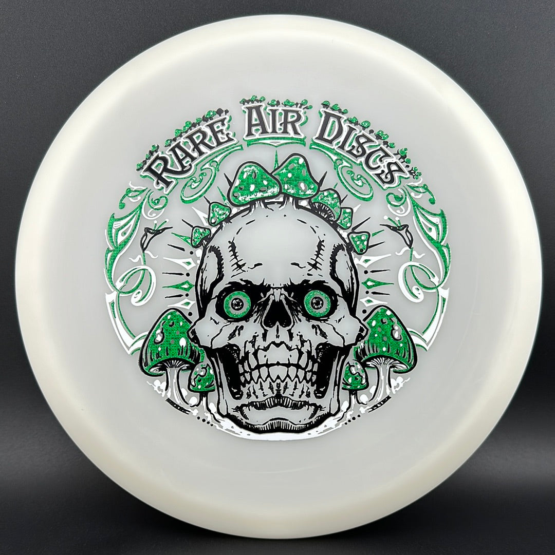 Forged Radiant Supra disc golf stamp by Manny Trujillo on Rare Air Discs, featuring vibrant crushin' Amanitas design.