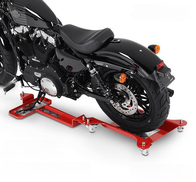 SANSHI™ Motorcycle Dolly Mover by Bean's Moto Booth, lightweight motorcycle tool for easy movement and positioning of bikes.