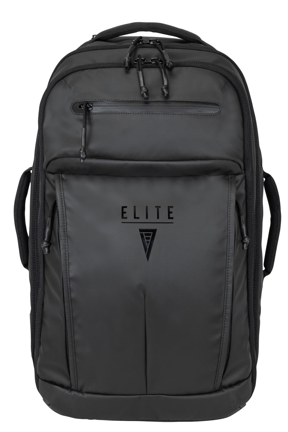 Elite Survival Systems STEALTH SBR Backpack shown from the front, featuring a sleek design and multiple compartments.