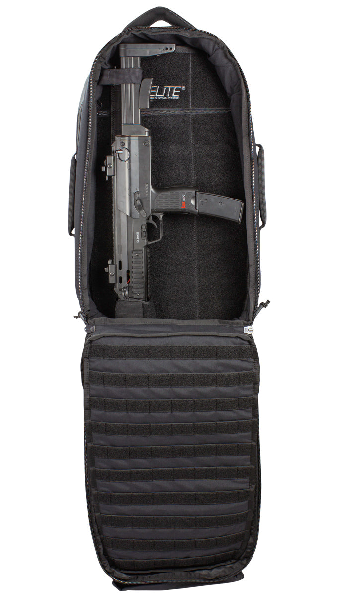 Stealth Backpack Tie-Down Straps by Elite Survival Systems, shown securing gear on a tactical backpack.