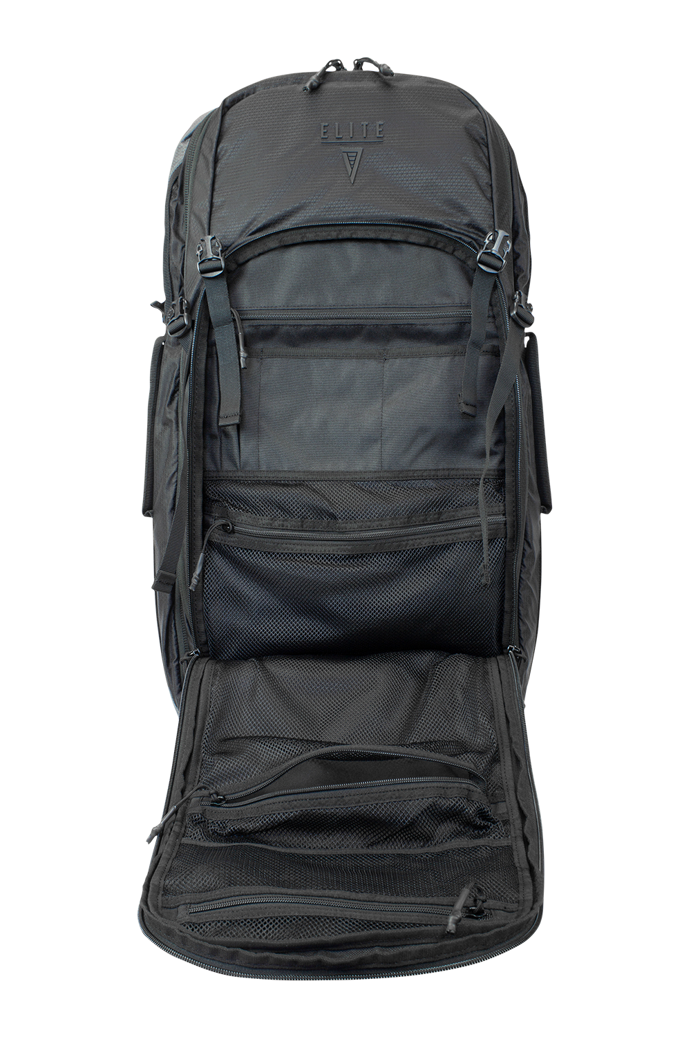 Elite Survival Systems Summit discreet rifle backpack showing front pocket and compact design for secure firearm storage