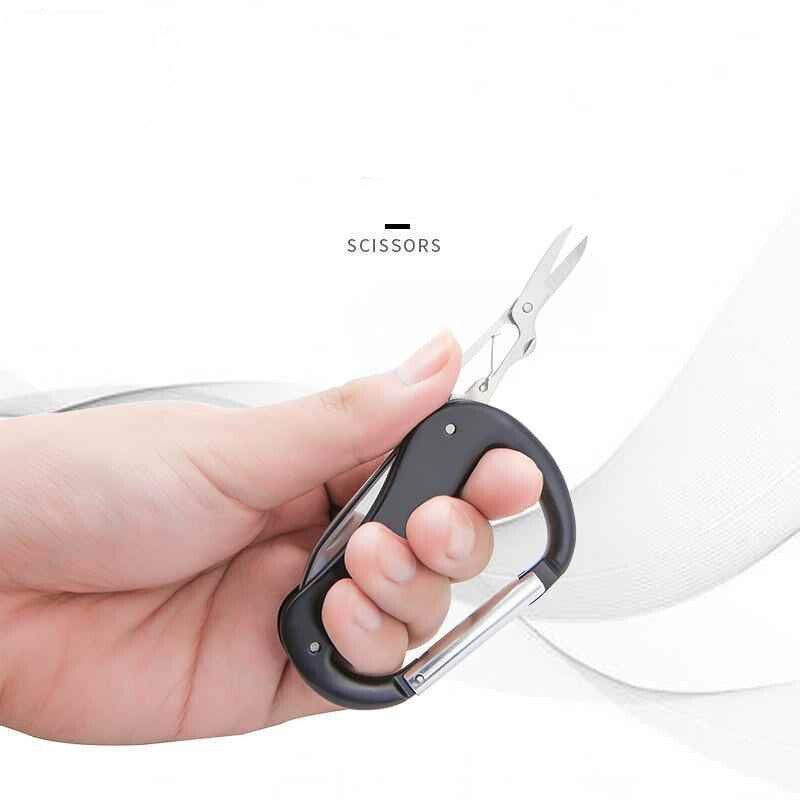 Outdoor multifunctional key carabiner from Bean's Moto Booth with durable metal construction for key and tool attachment.