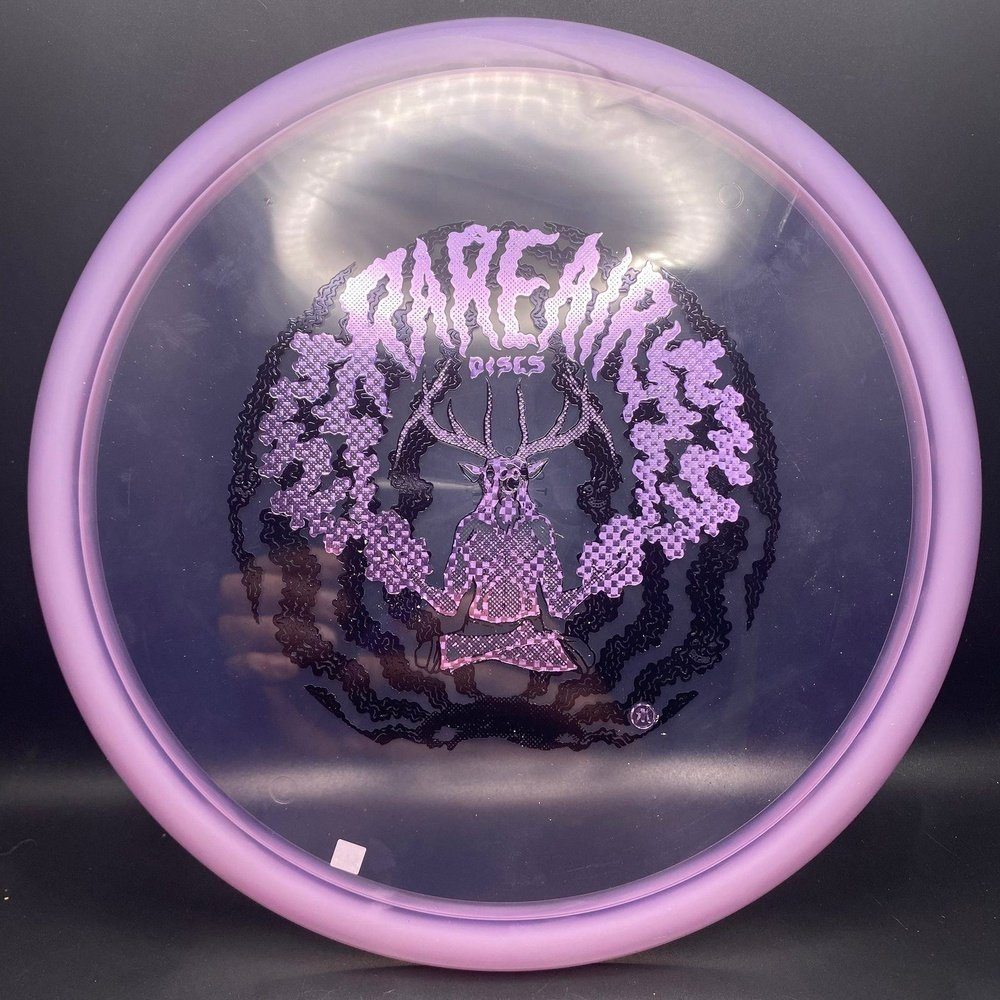 Eternal Mustang Midrange disc golf disc by Rare Air Discs with elk stamp, showcasing vibrant colors and detailed design.
