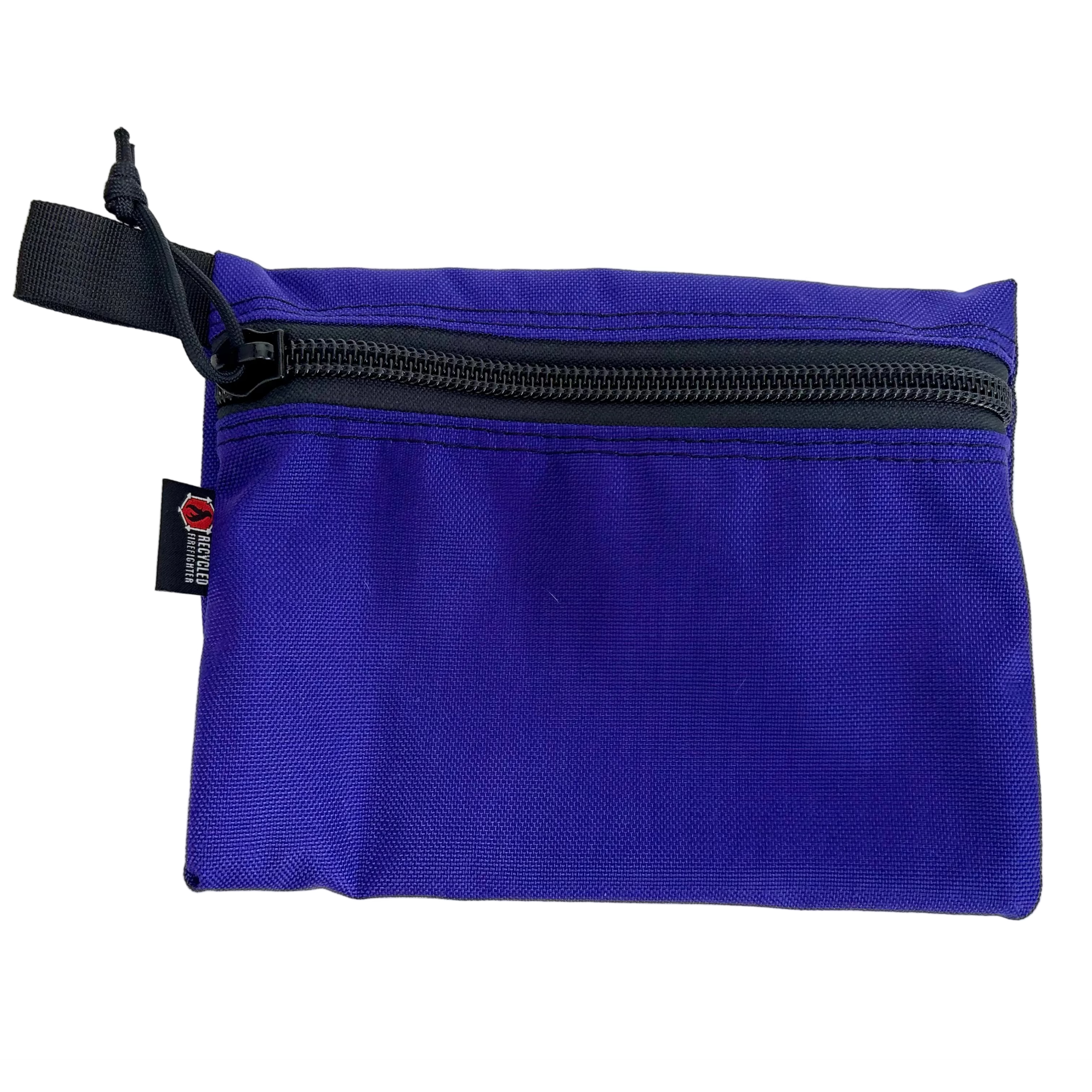 Recycled Firefighter Truckie Large backpack with padded straps and front pocket, durable recycled materials, blue color, front view.