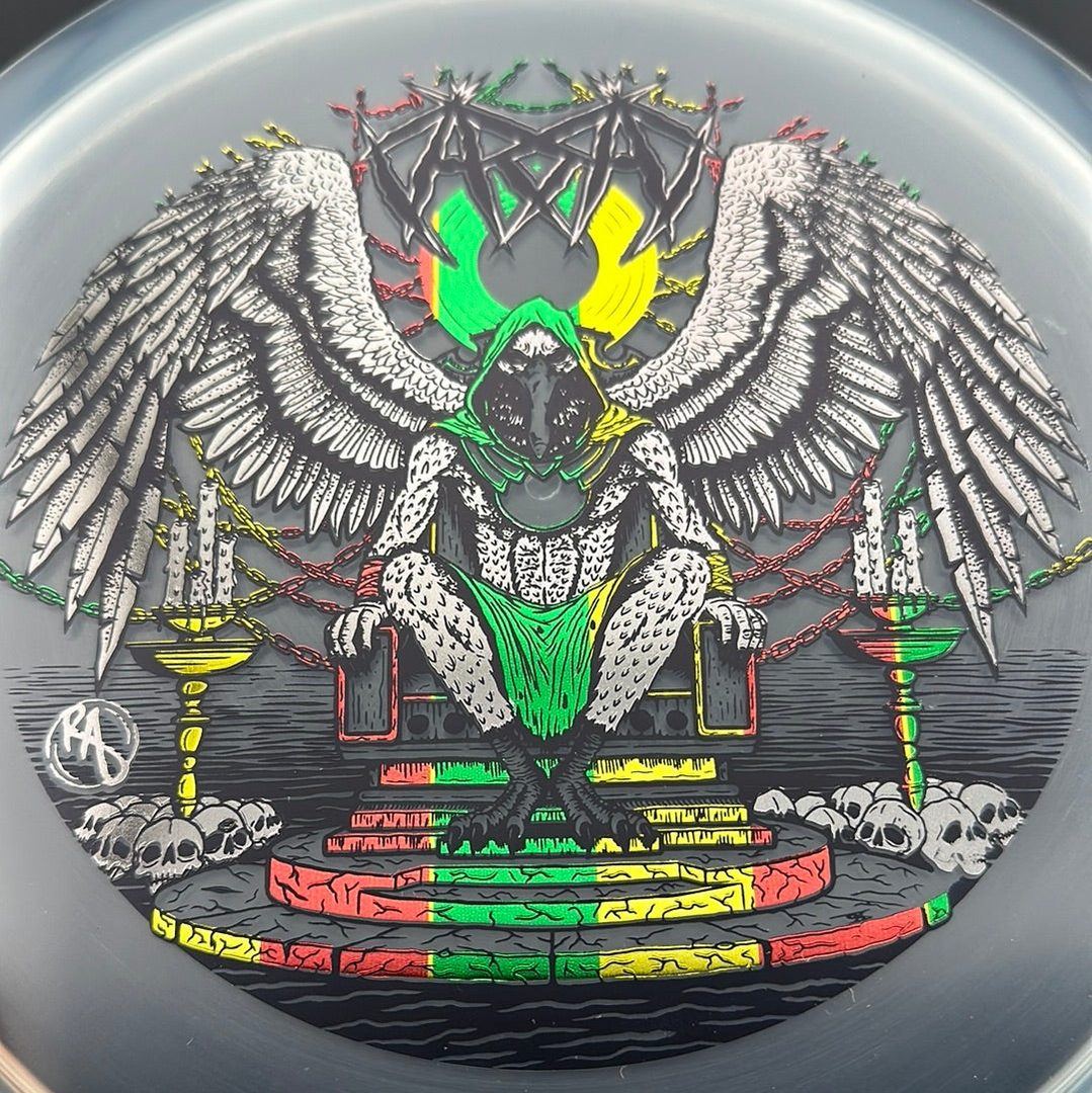 CryZtal Buzzz Karudi the Overseer disc golf disc by Rare Air Discs featuring vibrant design and detailed branding.