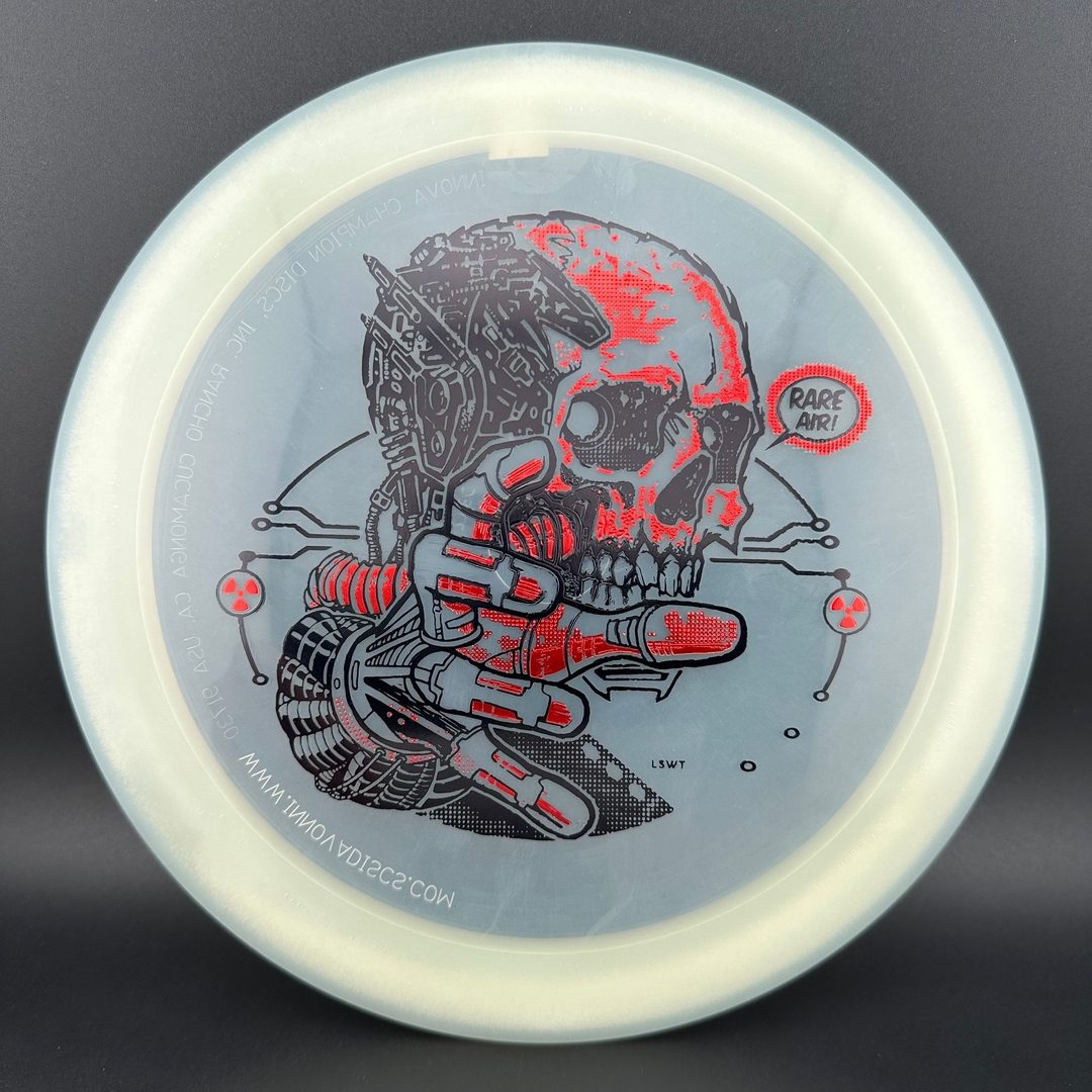 Gummy C-Blend Aztec disc golf disc by Rare Air Discs, part of the STRATUS FEAR V1 series, with vibrant colors and detailed design.