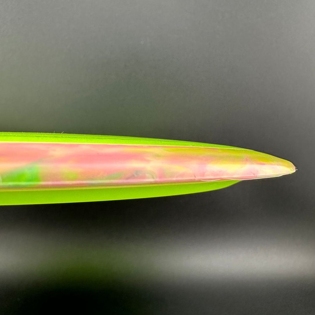Rare Air Discs Fission Defy Crushin' Amanitas VIP 2.0 disc golf disc with vibrant design and bold lettering on top.