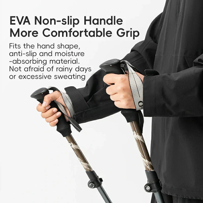 Qunature Foldable Lightweight Aluminum Trekking Pole with Adjustable Height and Grip - OVERLANDERS Outfitter
