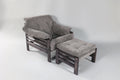 Chair & Ottoman – Taye with Tiger Maple Arms (Grey) - We The Collective