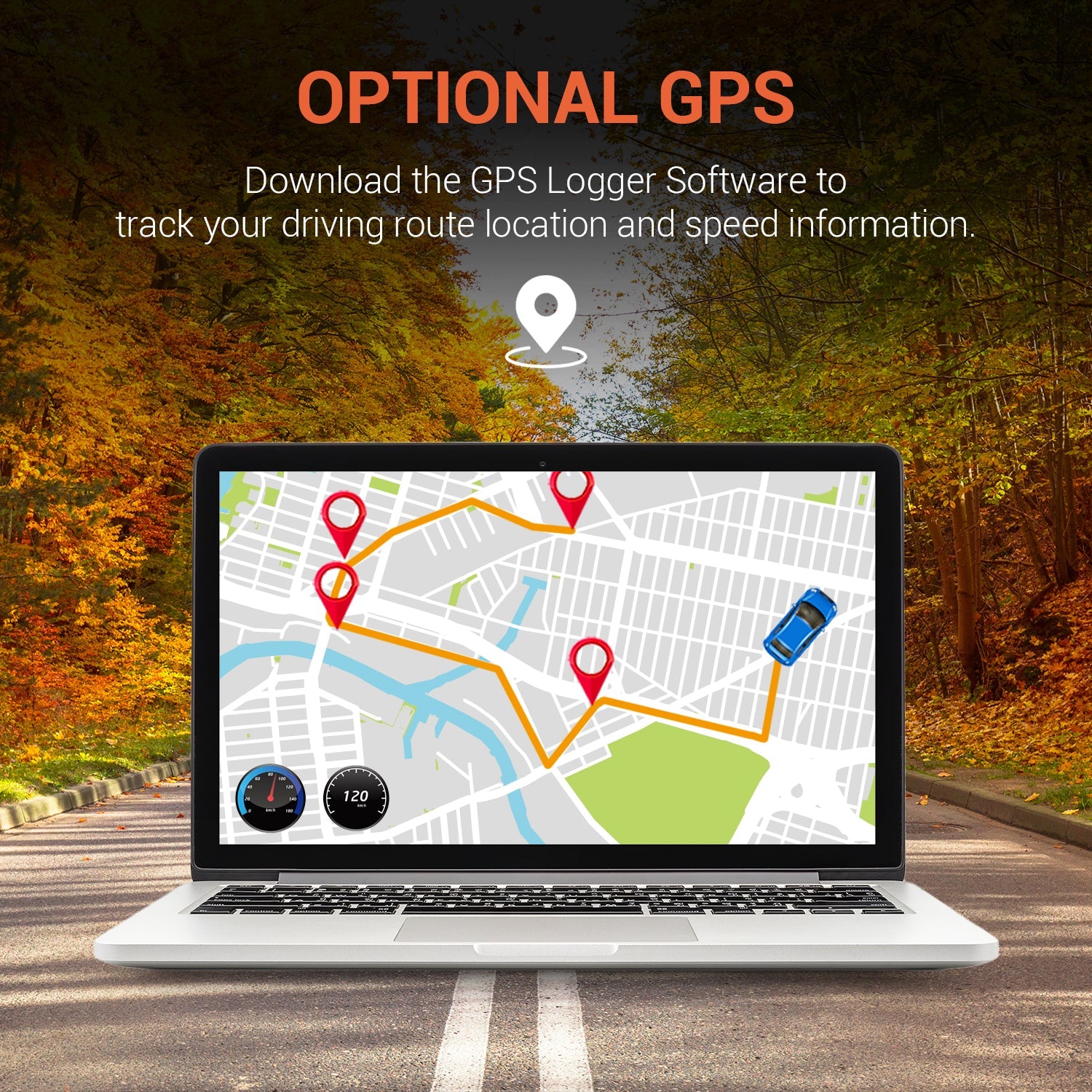 Rexing V1P 4K dual channel dash cam with Wi-Fi, showing front and rear cameras mounted inside a vehicle for recording.