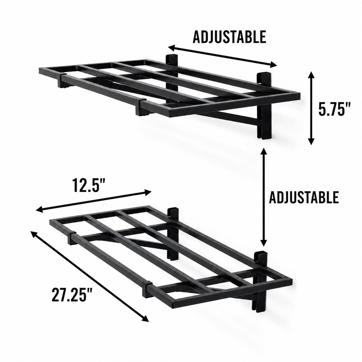 1' x 2' Bristol Garage Wall Mount Shelves | 2 Pack | Black - OVERLANDERS Outfitter