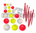 Stone Creek Outfitters ball strike indicators, small round fishing accessories with string for fishing line, used for bite detection.