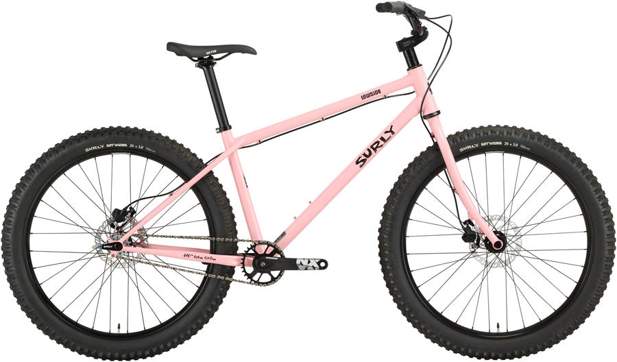 Gio's Outdoors Surly Lowside 26-inch steel bicycle with a medium frame, featuring a rugged bike design and black finish.