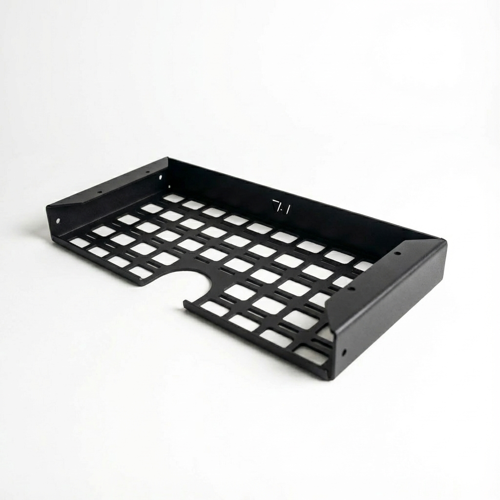 Canyon Adventure Vans Storyteller Undercabinet Shelf on driver side, made in Utah, mounted under cabinet for storage.