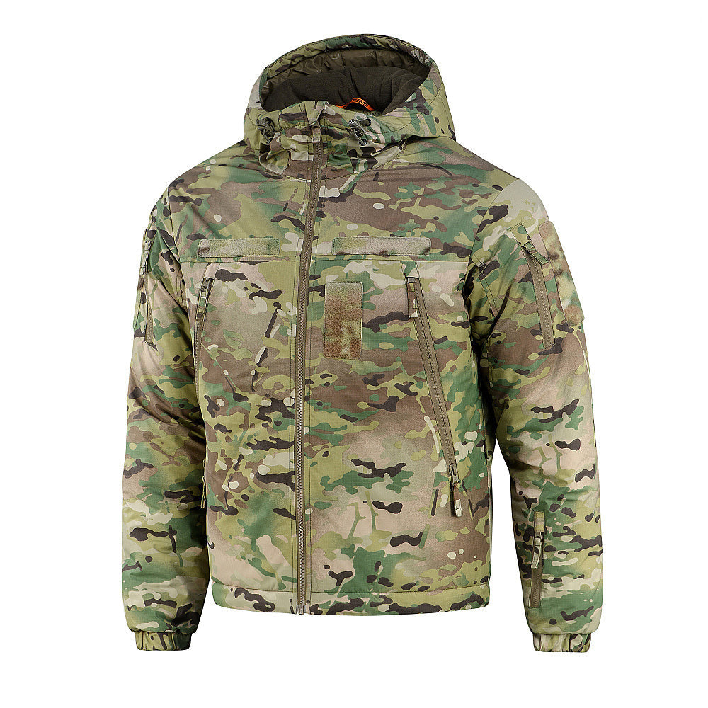 M-Tac Winter Jacket Alpha Gen.IV Pro Primaloft with hood, black color, and insulated design for cold weather.