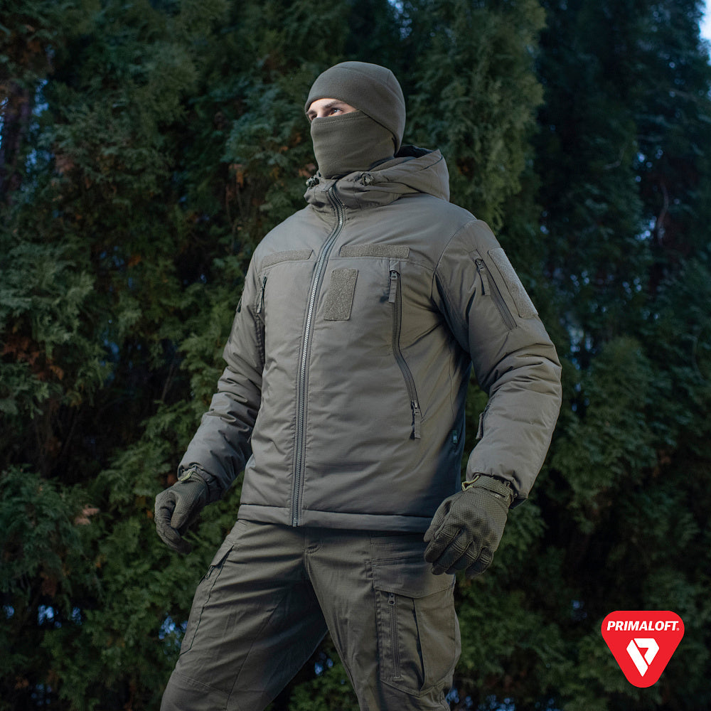 M-Tac Winter Jacket Alpha Gen.IV Pro Primaloft in black, featuring insulated design, high collar, and multiple pockets.