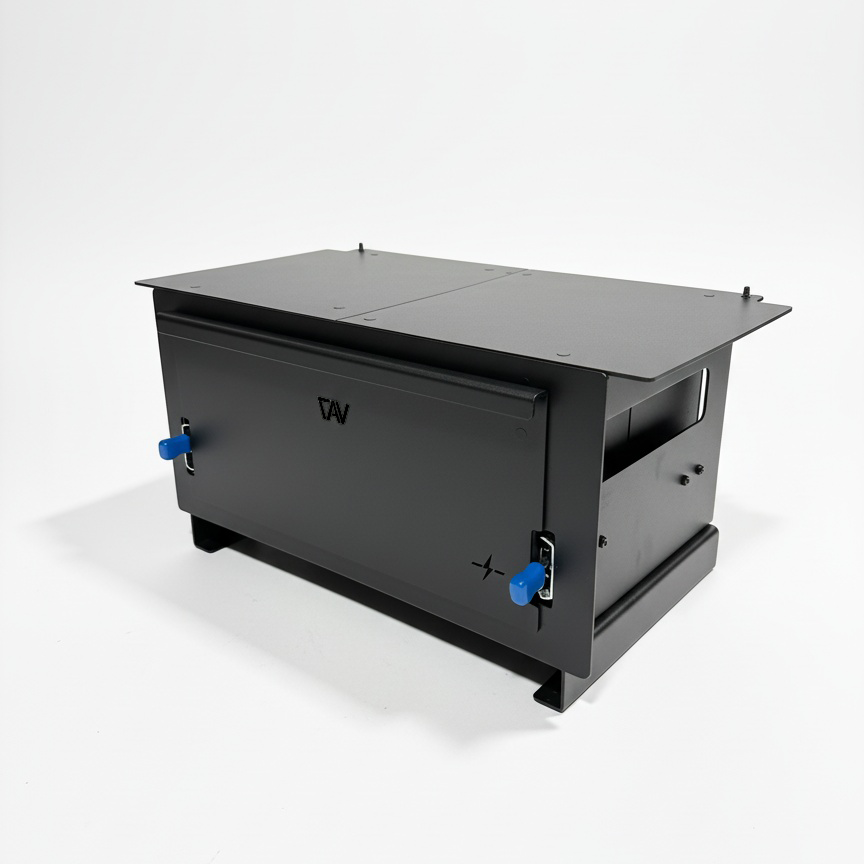 Canyon Adventure Vans made in Utah Canyon Drawer System with organized compartments and sturdy construction for vehicle storage.
