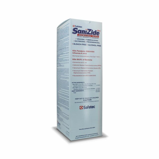 SaniZide Plus® Surface Disinfectant Wipes by Alpenglow Readiness Supply in a pack of 50, ideal for first aid and sanitizing surfaces.