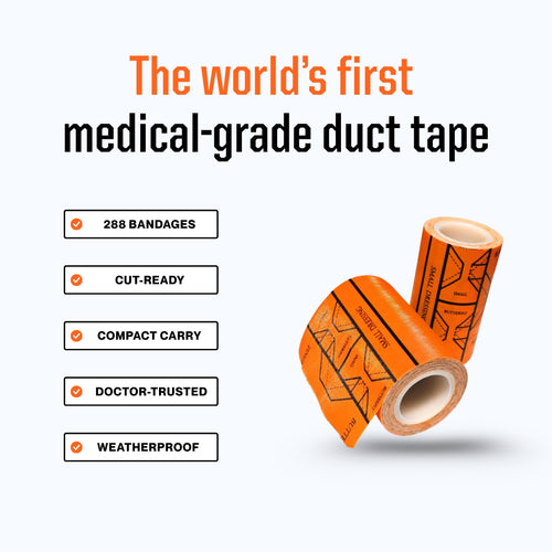 Duct-Aid 10' travel ready tape roll with a durable, flexible design, ideal for quick repairs and on-the-go use.