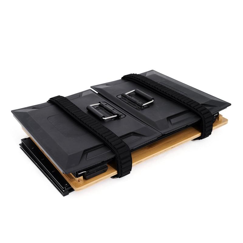 Wild Land collapsible storage box in neutral fabric with handles, shown open and closed for versatile organization.