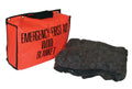 Alpenglow Readiness Supply emergency fire and rescue blanket folded on a surface, showcasing its reflective, heat-resistant material.