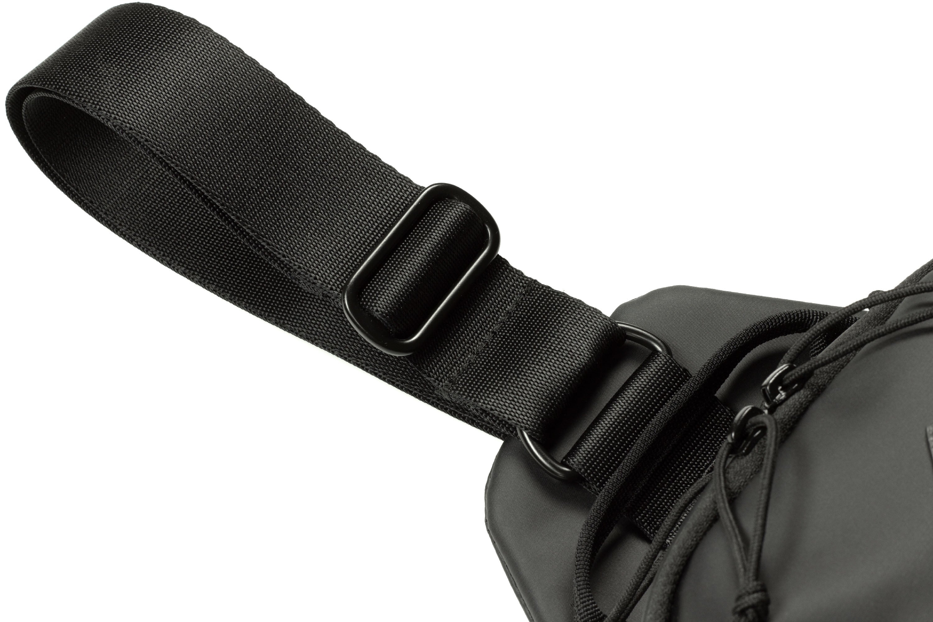 Close-up of the hardware and zippers on the Elite Survival Systems Sentinel Cross-Body Concealed Carry Sling Pack concealment pouch.