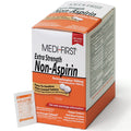 Box of QuakeKits non-aspirin extra strength pain relief medicine with 500 tablets in a carton.