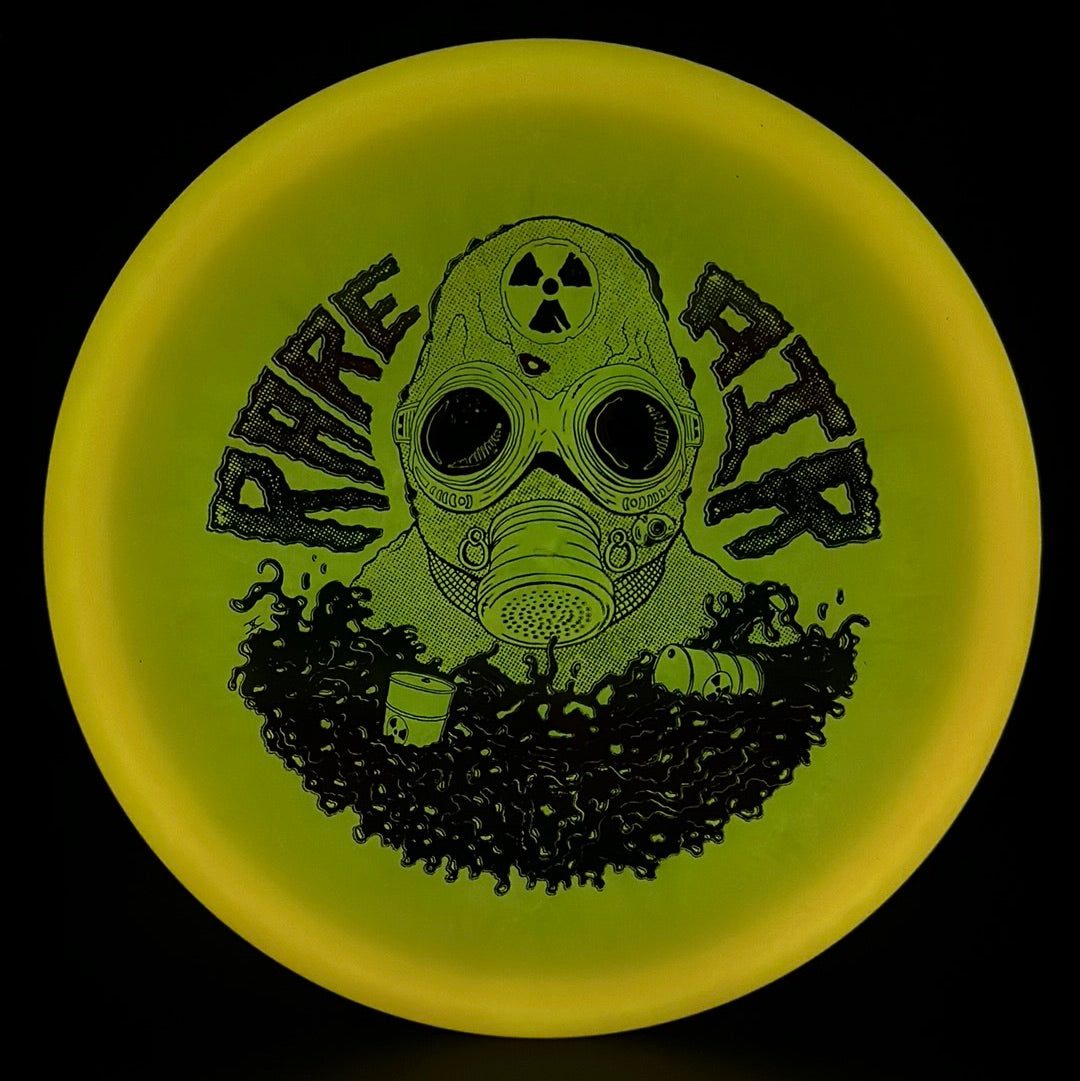 Color Lunar Recon Mortar F2 disc golf disc by Rare Air Discs featuring Radioactive Man stamp in vibrant lunar colors.