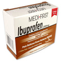 Box of Ibuprofen medicine from QuakeKits with 8 tablets, displayed in blister packaging on a white background.