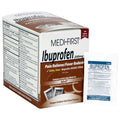 Box of Ibuprofen pain relief medicine with 100 tablets, displayed in a blister pack, from QuakeKits.com.
