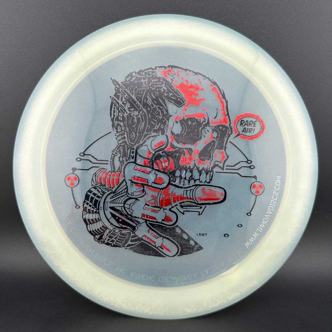 Rare Air Discs Gummy C-Blend Aztec disc golf disc from the FEAR V1 series by Les White, featuring vibrant colors and detailed design.