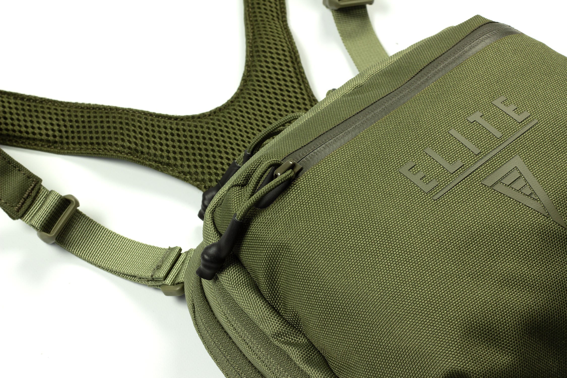 Close-up of Elite Survival Systems TRAILGUARD Chest Pack for concealed carry, showing its compact concealment pouch design.