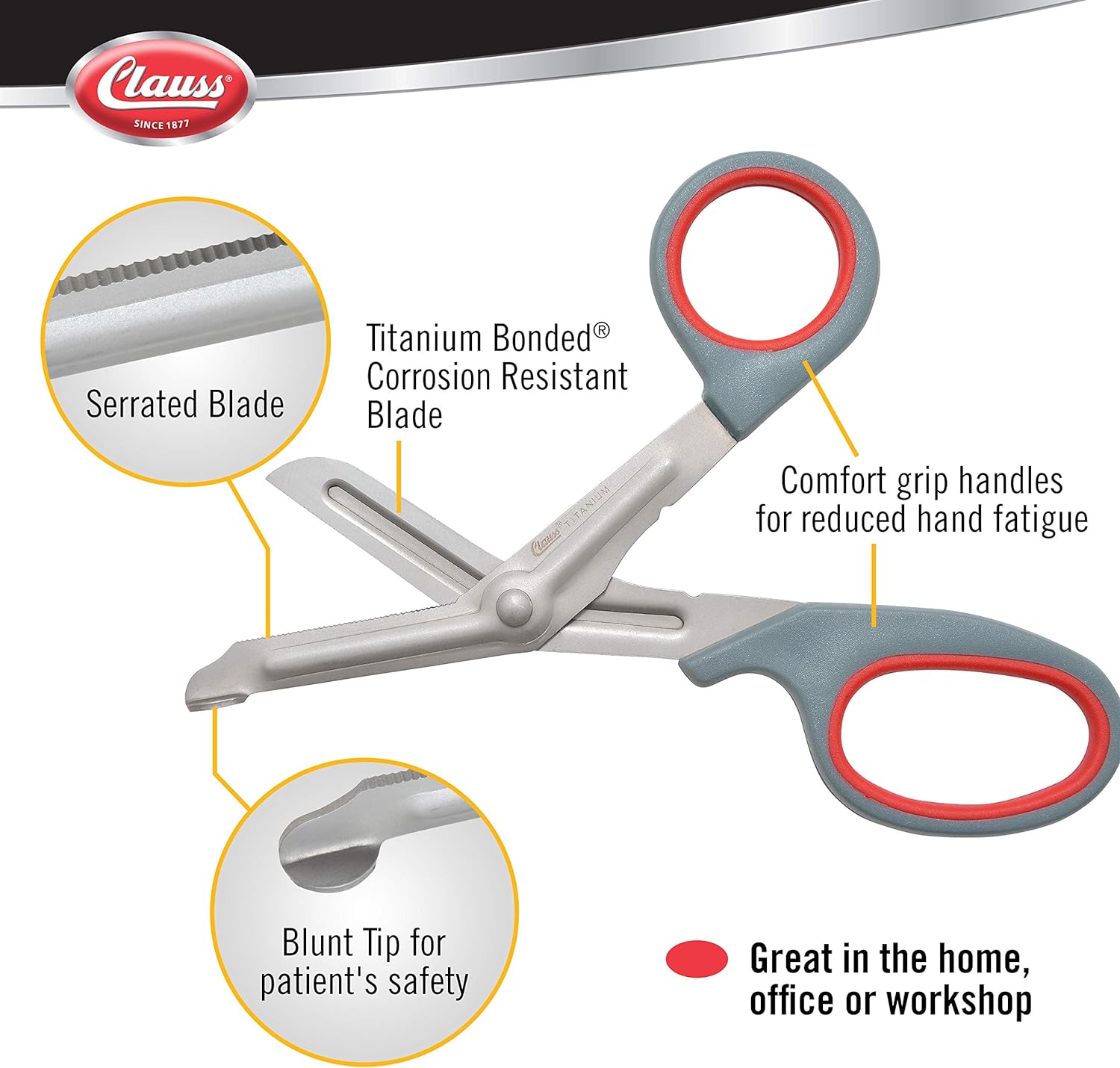 Premium titanium bonded safety scissors by Agreeable Agony, featuring EMT shears design for trauma and cutting tasks.