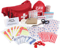 MediTac Kits 72-piece first aid kit fanny pack with adult and infant CPR masks, emergency medical supplies in compact pouch.