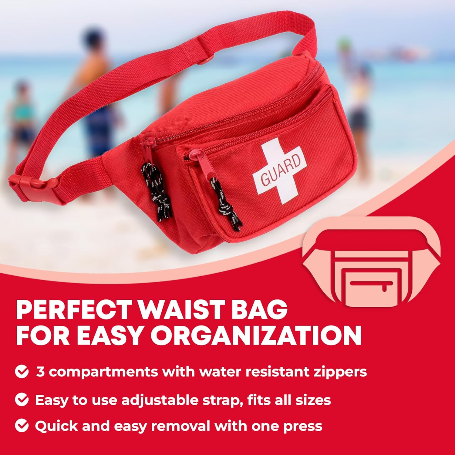 MediTac Kits 72-piece first aid kit with adult and infant CPR masks in a compact fanny pack for emergency preparedness