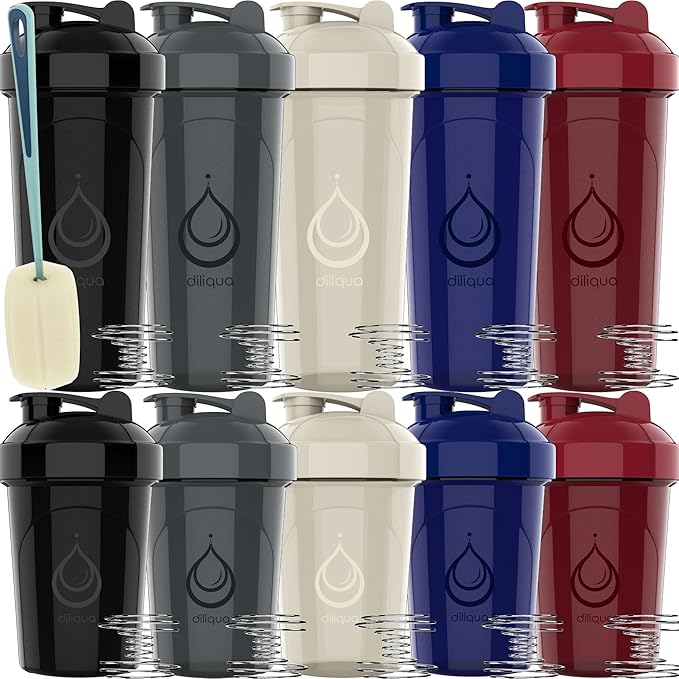 10 PACK- Shaker Bottles with Wire Whisks for Protein Mixes | Leakproof Blender Shaker Bottle Pack | BPA-Free & Dishwasher Safe | Large 28oz & Small 20oz shaker bottle | Shaker Cups for shakes - OVERLANDERS Outfitter