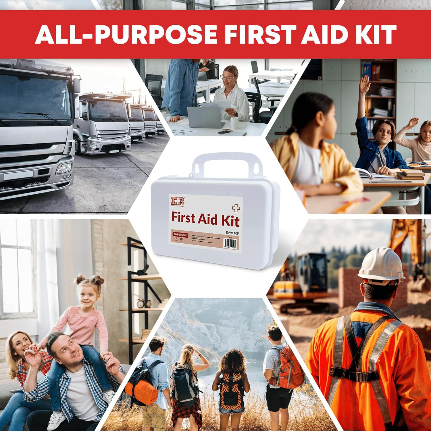 MediTac 10-person Type III first aid kit with ANSI A and OSHA compliance, containing medical supplies in a portable case.