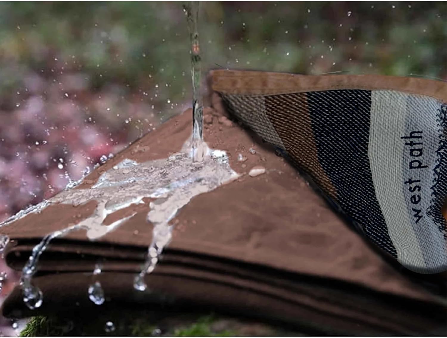 West Path canvas camping blanket, waxed outdoor throw blanket with durable fabric, ideal for camping and bushcraft activities.