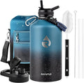 128oz Insulated Water Bottle, Triple Wall Vacuum Stainless Steel Water Bottles - Keeps Cold 48H, Reusable One Gallon Jug for Gym, Sports, Camping, Hiking,Travel, Midnight Blue Speckle - OVERLANDERS Outfitter