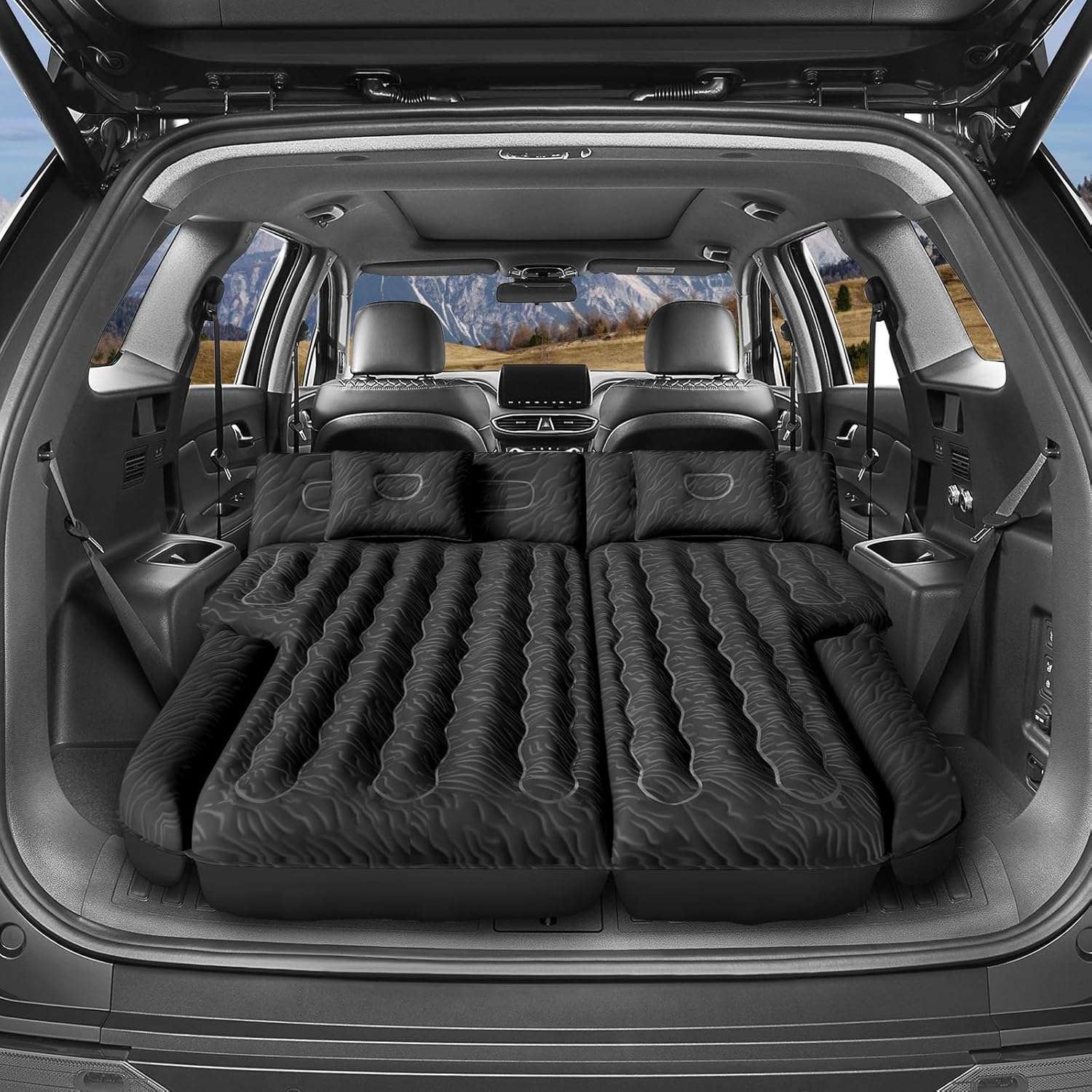 DikaSun 63in Extended SUV Mattress — Quick Inflate, Includes Pump & 2 Pillows,Black - OVERLANDERS Outfitter