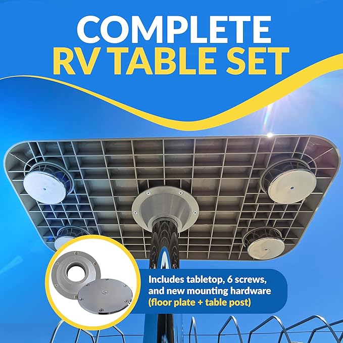 RV Side Tables | RV End Tables - Table Set - 6" Flush Mount Floor Plate / Anti Wobble, Cocktail Design (6 colors) - OVERLANDERS Outfitter